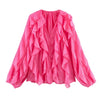 Elegant Women's V-neck Chiffon Blouse with Ruffles
