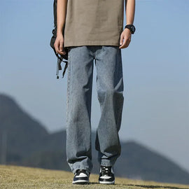 Loose Polyester Men's Jeans for Casual Spring and Autumn