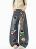 Y2K Streetwear Baggy Denim Jeans for Men in Blue