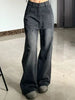 Y2K High Waist Baggy Women's Jeans in Black Gray