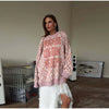 Oversized Letter Jacquard Knit Pullover for Women