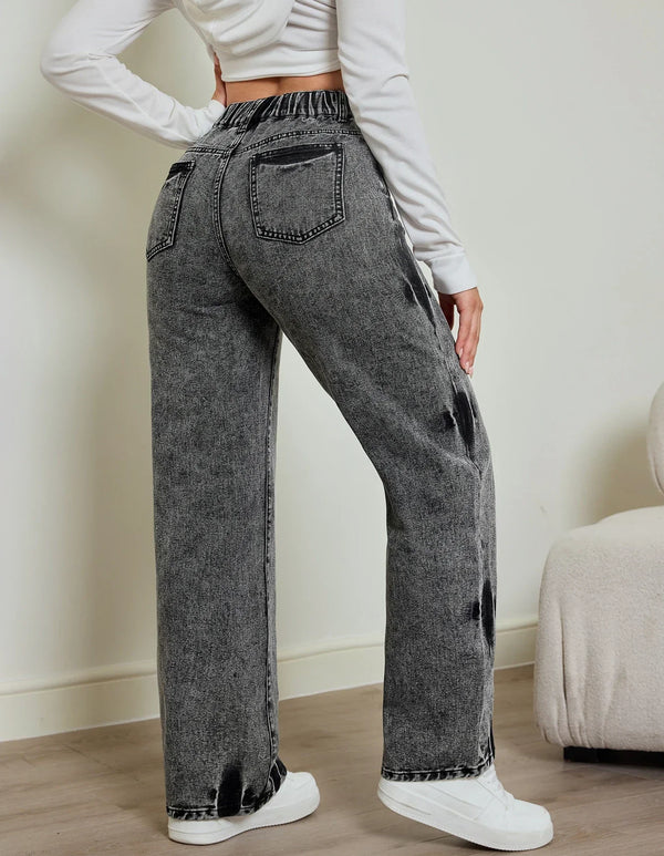 High Waist Tie-Dye Straight Jeans for Women