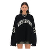 Oversized Letter Jacquard Knit Pullover for Women