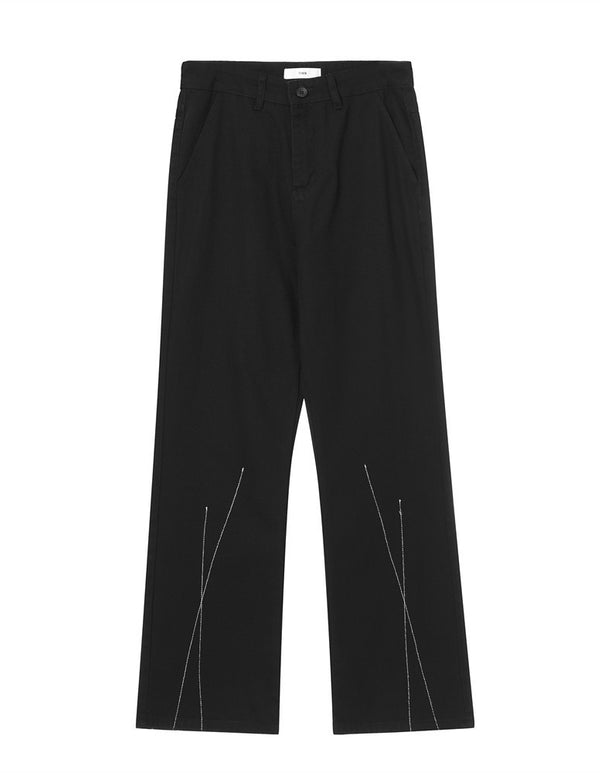 Black Denim Loose Wide-leg Pants For Men