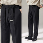 Detachable Belt Draping Wide-leg Suit Pants For Men